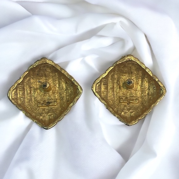 Vintage 80s Gold Statement Earrings - Picture 2 of 3